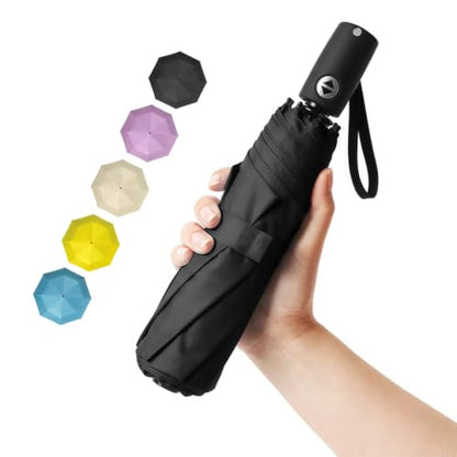 BAODINI Compact Travel Umbrella Small Windproof Auto Open Close for UV Sun Protection UPF 50+ and Rain Fits Backpack Purse & Suitcase - color: Black