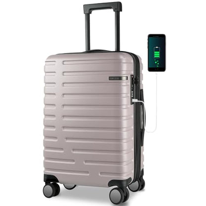 EMPSIGN Carry On Luggage with Spinner Wheels, 20-Inch, Light Purple - color: LIGHT PURPLE