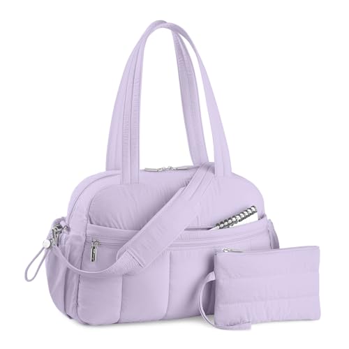 TOPDesign Travel Duffel Bag, Puffy Carry On Overnight, Gym Bag w/Wet Pocket - color: Light Purple