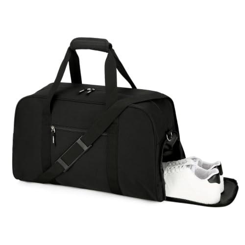 Searock 45L Gym Bag for Men & Women with Shoe Compartment - color: Black, size: 21 x 10 x 13″ (Medium)