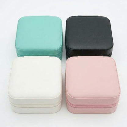 4 Pack 3.9 Inch Travel Jewelry Boxes - Portable Ring Case, Necklace Organizer Box - 4 Colors PU Leather