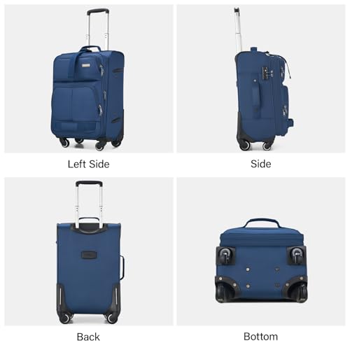 Hanke 24 Inch Softside Expandable Checked Luggage with 4 Spinner Wheels - color: Blue, size: 24 Inch