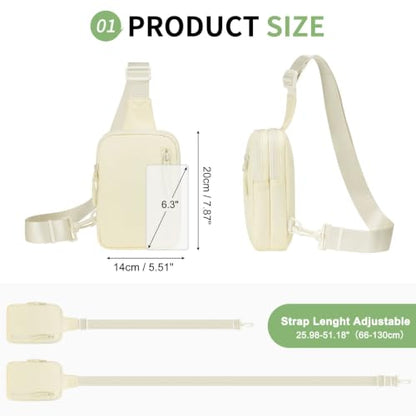 Mini Sling Bag for Men Women Fits for 6.1" Phone, Beige - color: 3 Pocket-beige