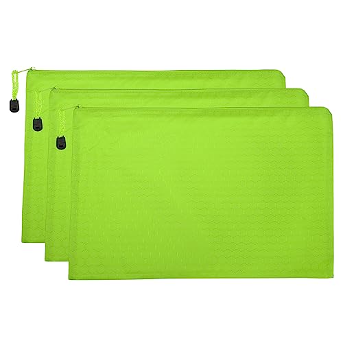 PATIKIL Waterproof Zipper File Bags, 3 Pack A4 Document Holders, Green - color: Green, size: A4