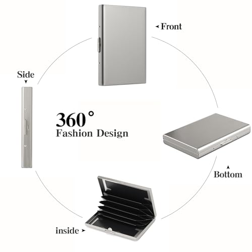 Stainless Steel Credit Card Wallet RFID Blocking Metal Case Pocket Business Card Holder for Women and Men - color: Silver