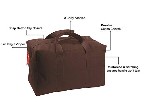 Tactical Parachute Cargo Bag LARGE Cotton Canvas Carry Bag, 24" x 15" x 13" - Earth Brown - color: Earth Brown, size: Large (24" x 15" x 13")