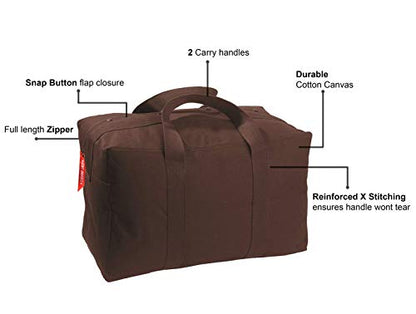 Tactical Parachute Cargo Bag LARGE Cotton Canvas Carry Bag, 24" x 15" x 13" - Earth Brown - color: Earth Brown, size: Large (24" x 15" x 13")
