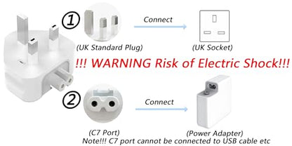 3 Prong Mac Duckhead Power Adapter UK Travel Standard Plug Head for MacBook - color: White01, size: Mac UK Travel Adapter Plug