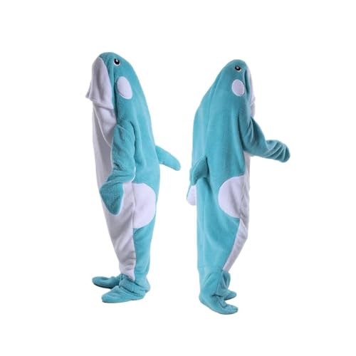 Whale Blanket Hoodie & Onesie - Soft Plush Whale Costume Pajamas for Sleeping - color: Sky Blue, size: Medium