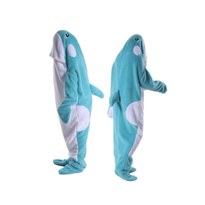 Whale Blanket Hoodie & Onesie - Soft Plush Whale Costume Pajamas for Sleeping - color: Sky Blue, size: Medium
