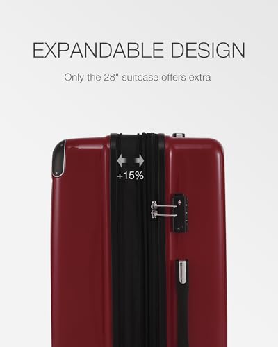 Coolife Luggage, Lightweight and Durable Hardshell, 28 in, wine wind new - color: wine wind new, size: L(28in)