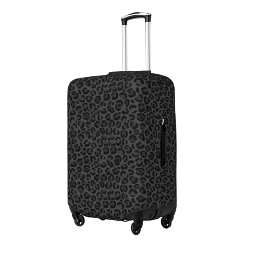 Leopard Print Black Luggage Suitcase Covers (Not Included Suitcase) Elastic Travel Luggage Cover With Zipper Anti-Scratch Travel Suitcase Protective Cover For Kid And Adult L (Fit 25-28 Inch Luggage) - color: Leopard Print Black, size: L (Fit 25-28 Inch L