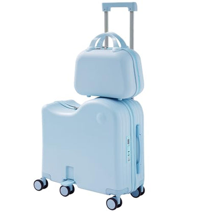 TABU Ride-on Luggage with Portable Bag for Kids, Blue - color: Blue