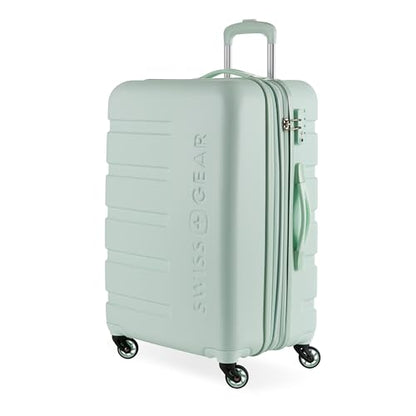 SwissGear 7366 Signature Hardside Expandable Luggage with Spinner Wheels, TSA Lock, Clearly Aqua, Checked-Medium 23-Inch - color: Clearly Aqua, size: Checked-Medium 23-Inch