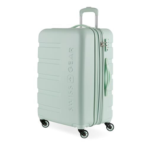 SwissGear 7366 Signature Hardside Expandable Luggage with Spinner Wheels, TSA Lock, Clearly Aqua, Checked-Medium 23-Inch - color: Clearly Aqua, size: Checked-Medium 23-Inch