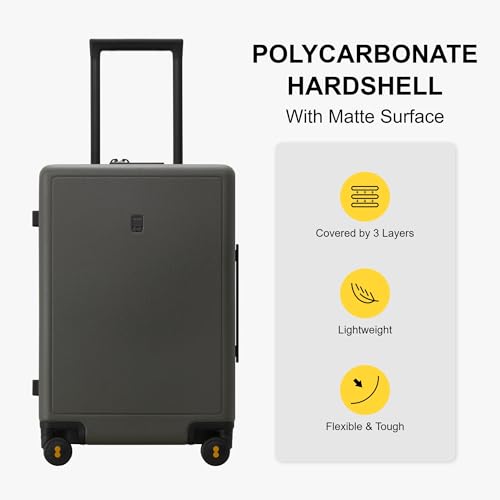 LEVEL8 Carry on Suitcase, 20 Inch Hardshell Carry on Luggage with Wheel - color: Olive Green, size: 20 Inch