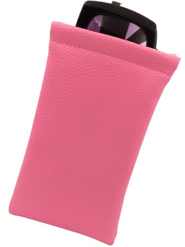 Soft Sunglasses case | Large Glasses Case Holder - Eyeglass Pouch Squeeze Top | Glasses pouch Lightweight Extra Layers - color: Pink