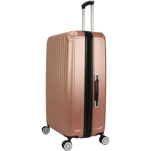 World Traveler Dejuno Beaumont Lightweight Hardside Expandable Spinner Luggage, Rose Gold, Large Checked - color: Rose Gold, size: Large Checked