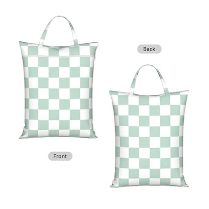 "green and white checkerboard plaid 2-Pack Travel Laundry Bags for Dirty Clothes- Large Waterproof Laundry Tote, Wet & Dry Use, Reusable Foldable Carry Handles for Vacation, Gym & Dorm" - color: Green And White Checkerboard Plaid