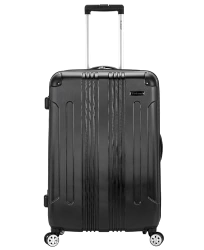 Rockland London Hardside Expandable Spinner Wheel Luggage, Checked Large 28", Black - color: Black, size: Checked 28"