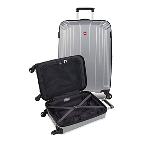 SwissGear 3750 Hardside Luggage with Spinner Wheels, Silver, 2-Piece Set (18.5/23) - size: 2-Piece Set (18.5/23)
