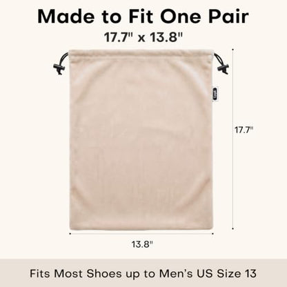 4 Pack Flannel Cloth Shoe Bags for Travel & Packing for Women & Men - color: Camel Beige