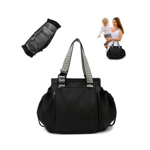Everyday Convertible Backpack Tote Diaper Bag, 15 Pockets - color: Black