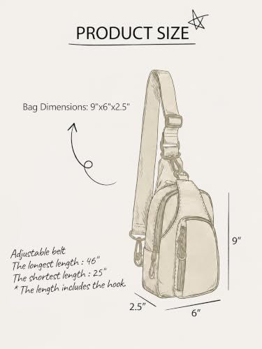 ODODOS Sling Bag with Adjustable Straps Crossbody Chest Bag Lightweight Backpack for Casual Traveling Hiking - color: Beige