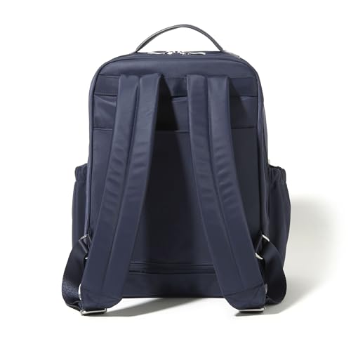 Baggallini Tribeca 확장 가능한 여행용 노트북 백팩, 방수 나일론 작업 가방, 정리함, 패딩 슬리브 및 RFID 기술 포함, 프렌치 네이비 트윌, 원사이즈 - color: 프렌치 네이비 트윌