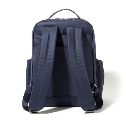 Baggallini Tribeca 확장 가능한 여행용 노트북 백팩, 방수 나일론 작업 가방, 정리함, 패딩 슬리브 및 RFID 기술 포함, 프렌치 네이비 트윌, 원사이즈 - color: 프렌치 네이비 트윌