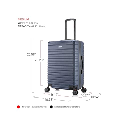 InUSA DEEP Luggage with GEL Handle | Spacious Traveling Suitcases, Travel Suitcase with Dual Spinner Wheels and Studs | 24 Inch Medium Hardside Luggage | Blue - color: Blue, size: 24 Inch