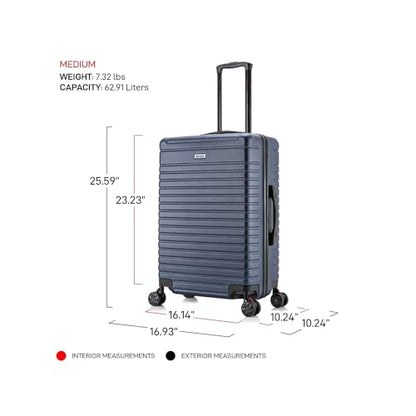 InUSA DEEP Luggage with GEL Handle | Spacious Traveling Suitcases, Travel Suitcase with Dual Spinner Wheels and Studs | 24 Inch Medium Hardside Luggage | Blue - color: Blue, size: 24 Inch