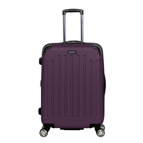 Kenneth Cole REACTION Renegade Luggage Expandable 8-Wheel Spinner Lightweight Hardside Suitcase, Midnight Plum, 24-Inch Checked - color: Midnight Plum, size: 24-Inch Checked