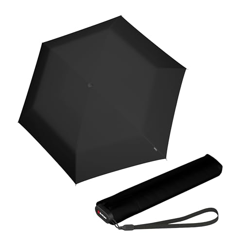 Knirps US.050 Ultra Light Pocket Size Manual Rain Umbrella with Carrying Case - color: Black UV Protection
