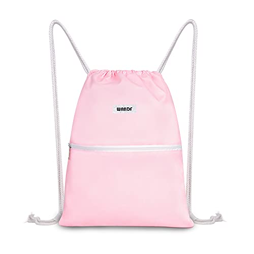WANDF Drawstring Backpack, Gym Sackpack for Sports (Light Pink) - color: Light Pink
