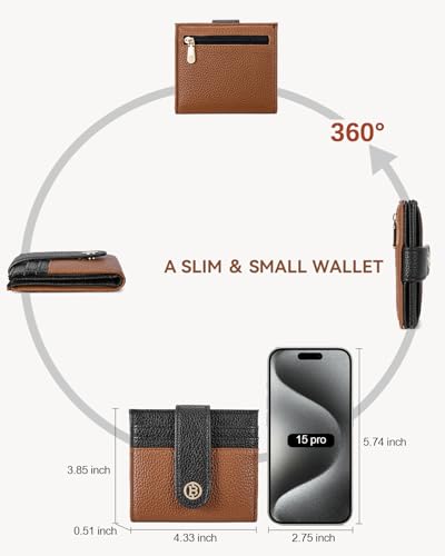 BOSTANTEN Slim Wallet Women Small RFID Blocking Credit Card Holder - color: Black＆Brown