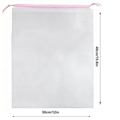 PLULON 50 Pcs Clear Shoe Bags Waterproof Drawstring for Travel Storage - color: Clear with Pink-Color String