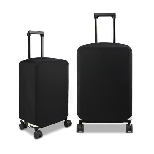 HYPER VENTURE Suitcase Cover Set 2 Pieces Fits 23-30 Inch Luggage, M/L | Washable Elastic spandex Fabric, Anti-scratch & Dustproof, Carry on Cover Tsa Approved, Black-2pcs - size: M&L