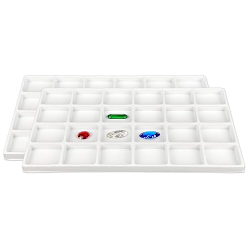 The Display Guys 2-Pack 24-Compartment Jewelry Tray Insert, White - color: White, size: Compartments - 24