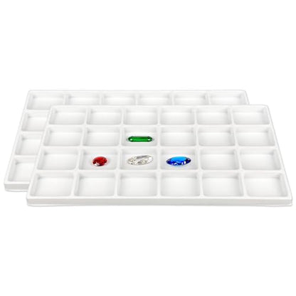 The Display Guys 2-Pack 24-Compartment Jewelry Tray Insert, White - color: White, size: Compartments - 24