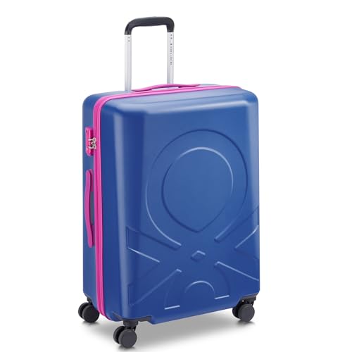 United Colors of Benetton Fabrica Hardside Luggage with Spinner Wheels, Blue, Checked-Medium 23 Inch - color: Blue, size: Checked-Medium 23 Inch