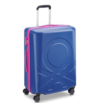 United Colors of Benetton Fabrica Hardside Luggage with Spinner Wheels, Blue, Checked-Medium 23 Inch - color: Blue, size: Checked-Medium 23 Inch