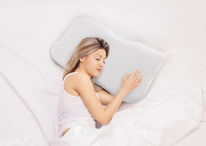 Pillow for Sleeping, Contour Memory Foam Pillows, Travel Mini Bed Pillows Small Pillows Camping Side Back Sleepers Cooling Pillow Cotton Pillowcase Removable Washable Cover