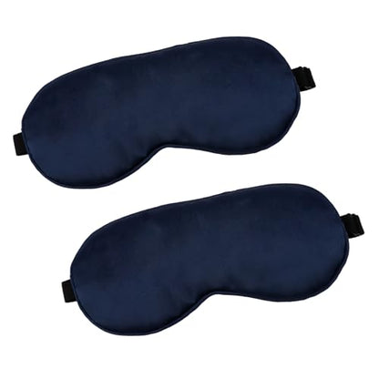 2 PCS Navy Satin Sleep Masks, Adjustable Silk Eye Mask for Sleeping, Blind Folds Soft Breathable Blindfold for Adults Couples Play Party Games Airplane Travel Essentials Eye Covers Patches Night Mask - color: 2 Navy