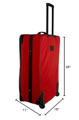 Rockland Journey Softside Upright Luggage Set,Expandable, Red, 4-Piece (14/19/24/28) - color: Red, size: 4 Piece (28"/24"/19"/14" Tote)