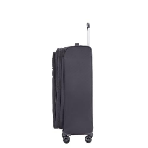 5-Piece Polyester Softshell Spinner Luggage Set, Black - color: B * Black