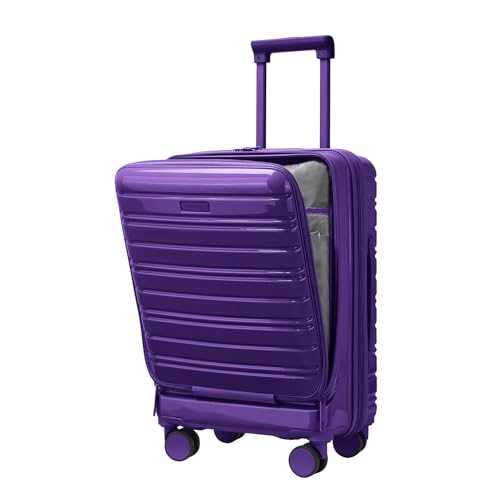LARVENDER Carry On Luggage 22x14x9 Airline Approved, Suitcases with Wheels - color: Purple - Front Open