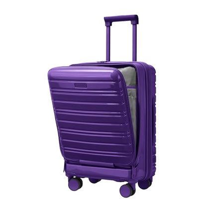 LARVENDER Carry On Luggage 22x14x9 Airline Approved, Suitcases with Wheels - color: Purple - Front Open