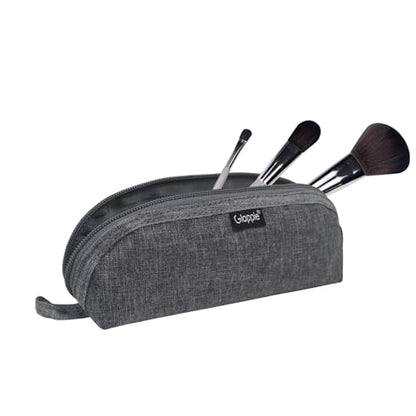 Gloppie Portable Makeup Brush Bag - Compact and Durable Small Cosmetic Case for Daily and Travel Use, Grey - color: Grey