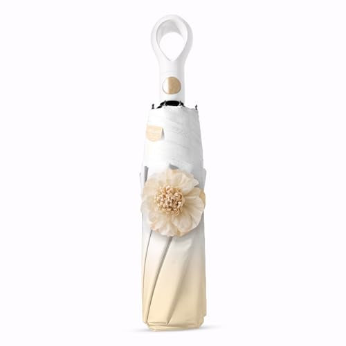 Mini Travel Umbrella Small Umbrella for Travel UV Parasol Compact Foldable - color: Coffee Brown